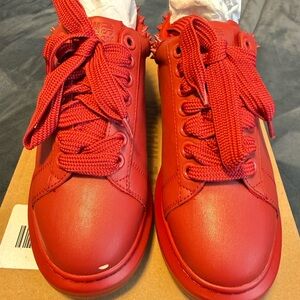 Steve Madden Red Platform Sneakers with Studded Heel